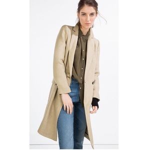 NWT Zara linen double breasted Trench Coat XS